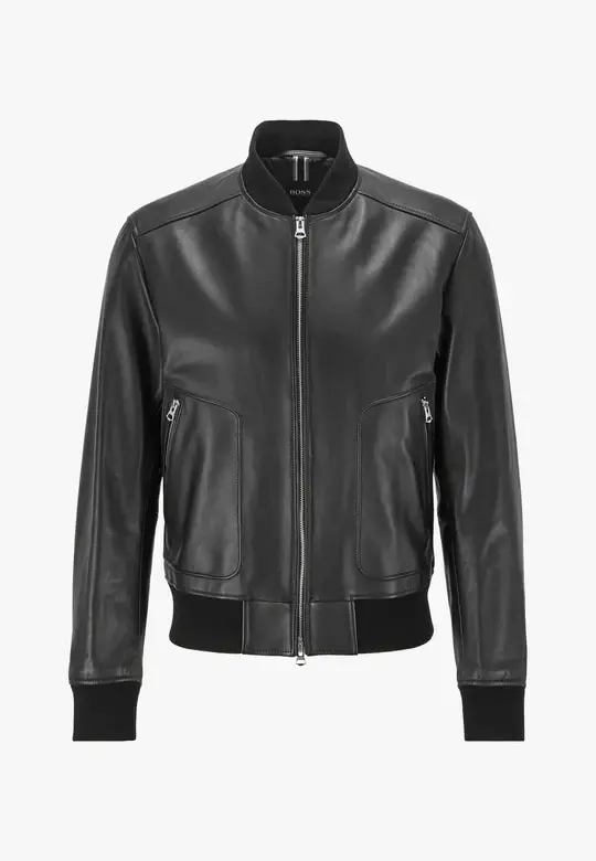 1742206213_original_resized.webp Men`s Black Lambskin Leather Bomber Jackets - Image 1